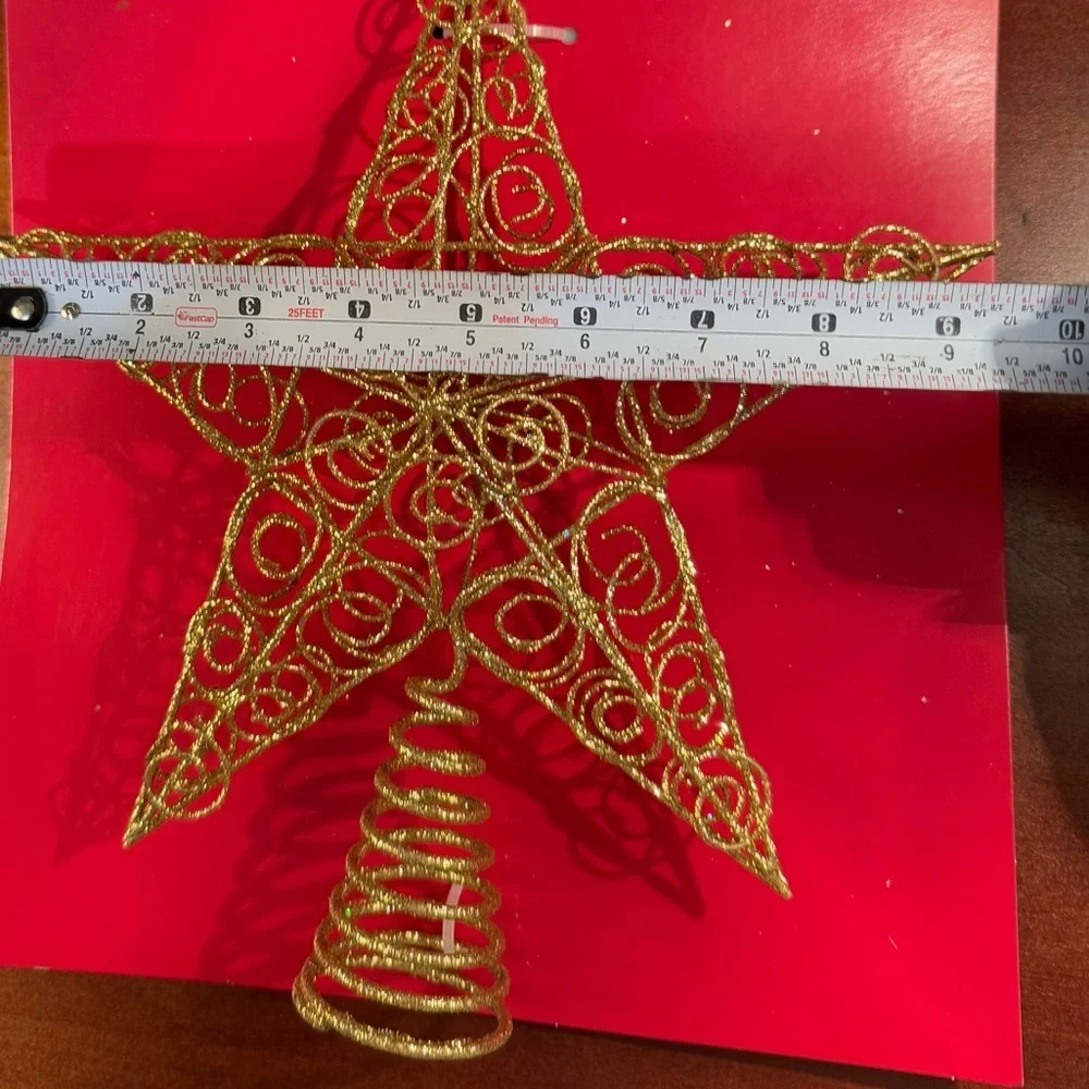 NEW w TAGS 🏷️ Sparkly Gold Star Holiday Tree Topper (9x11” inches)
